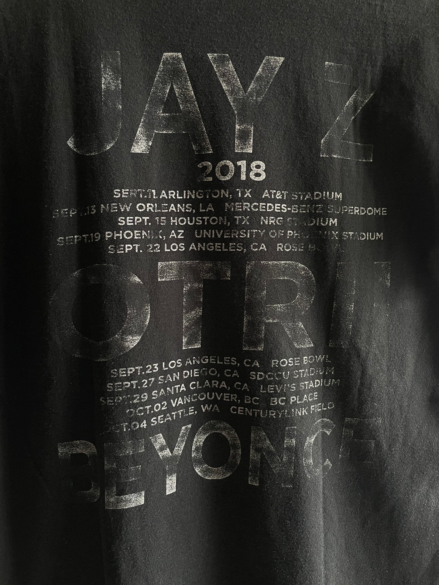 2018 Faded Black “ Jay-Z & Beyoncé On the Run II Tour” T-Shirt