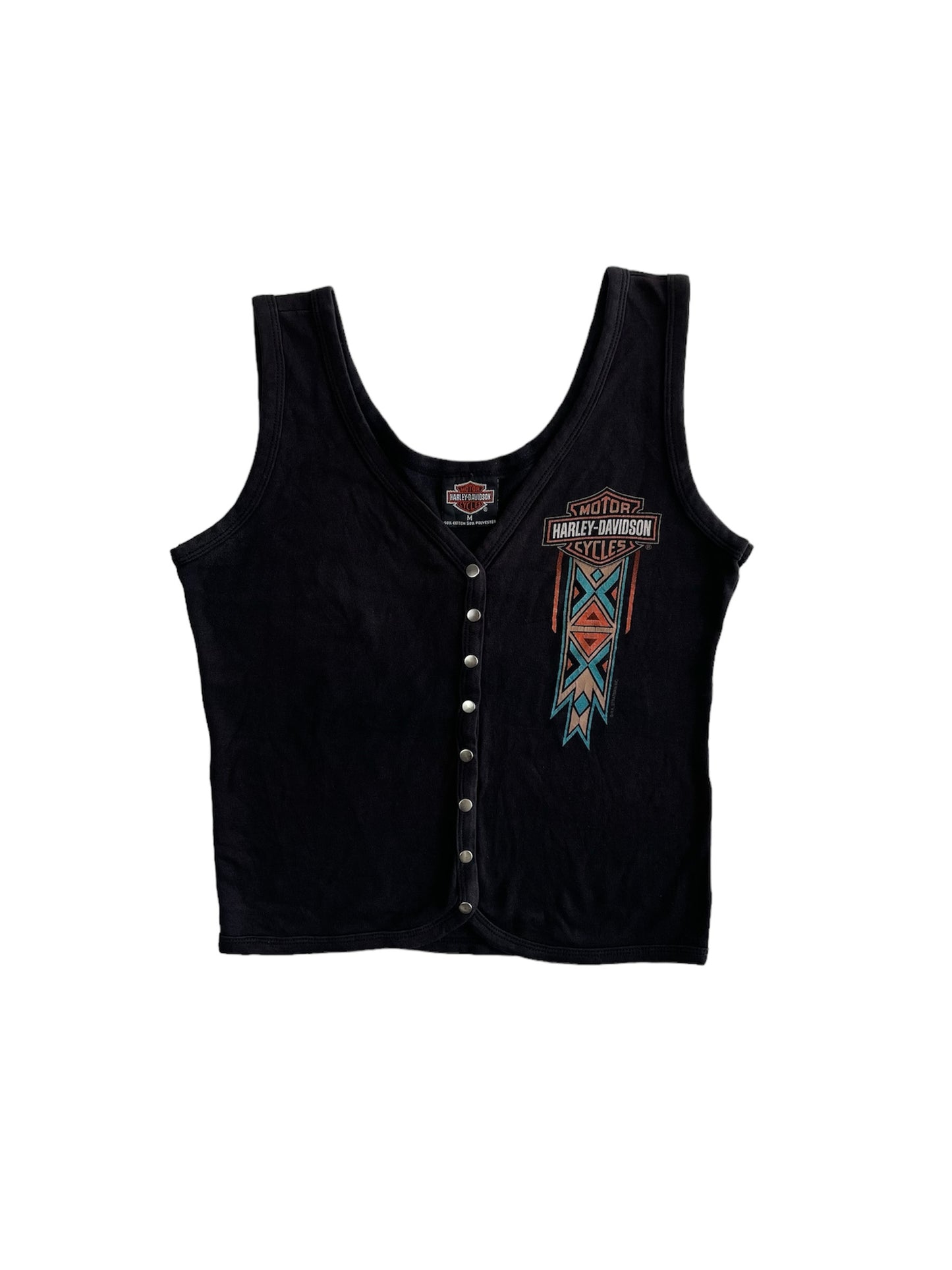 Vintage Harley Davidson Crop Button Tank Top